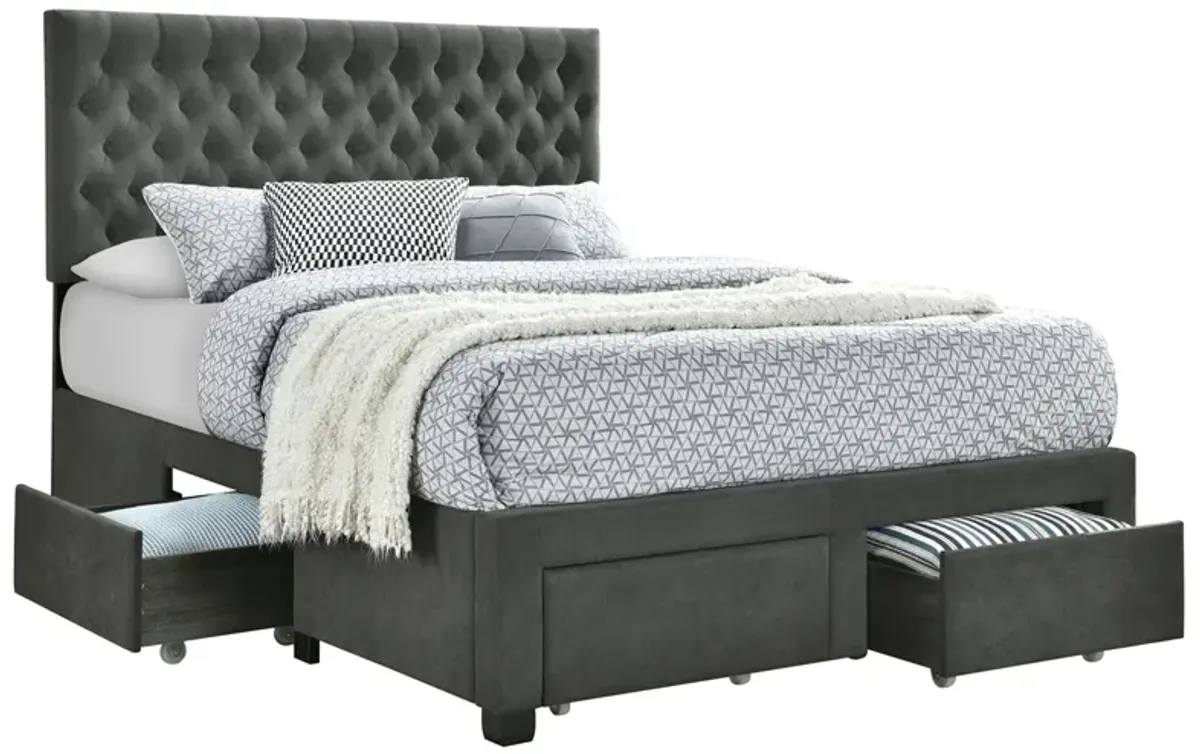 Coaster Soledad Upholstered King Storage Panel Bed Grey