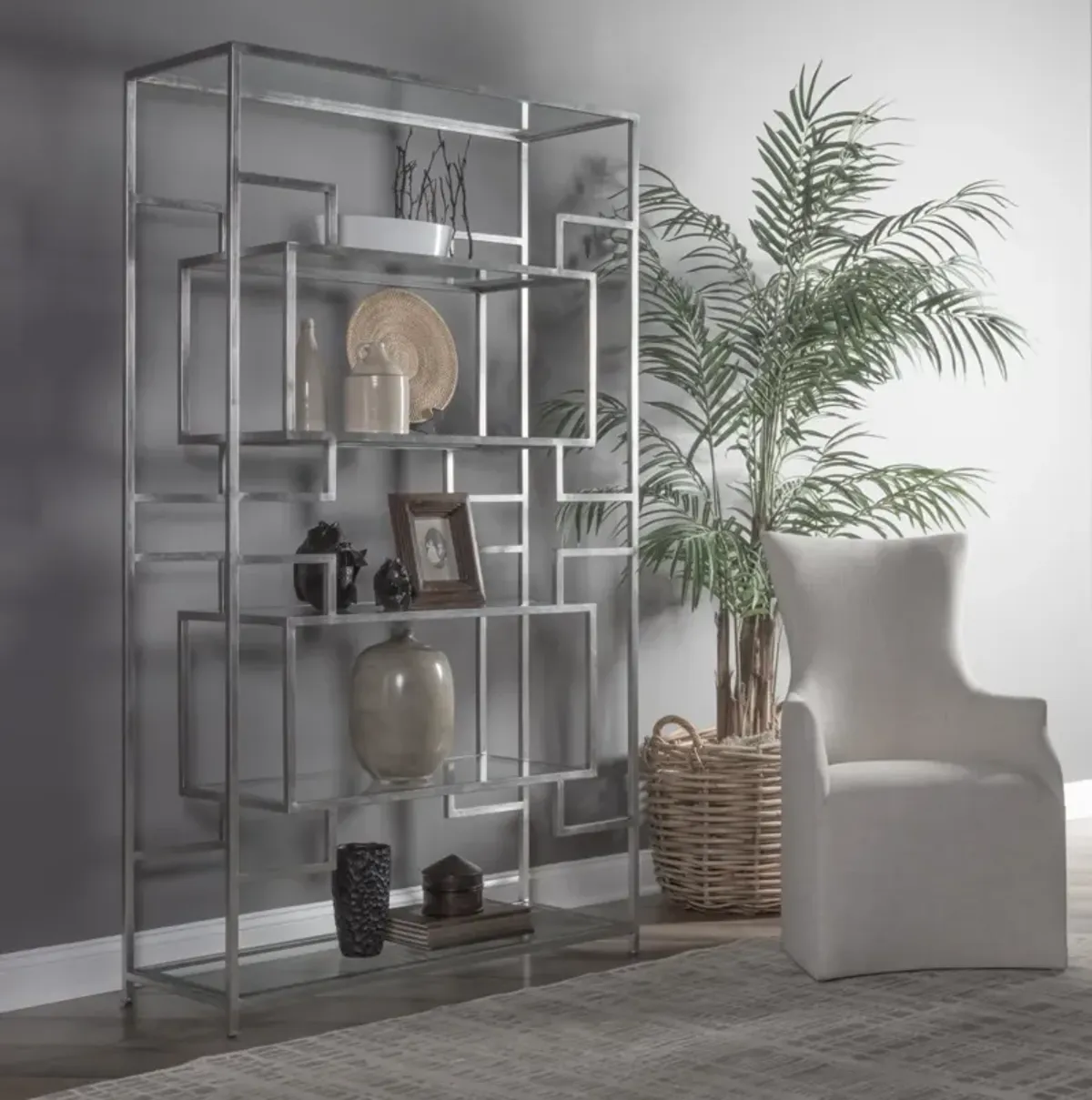 Artistica Home by Lexington Metal Designs Silver Leaf Metal Suspension Bookcase