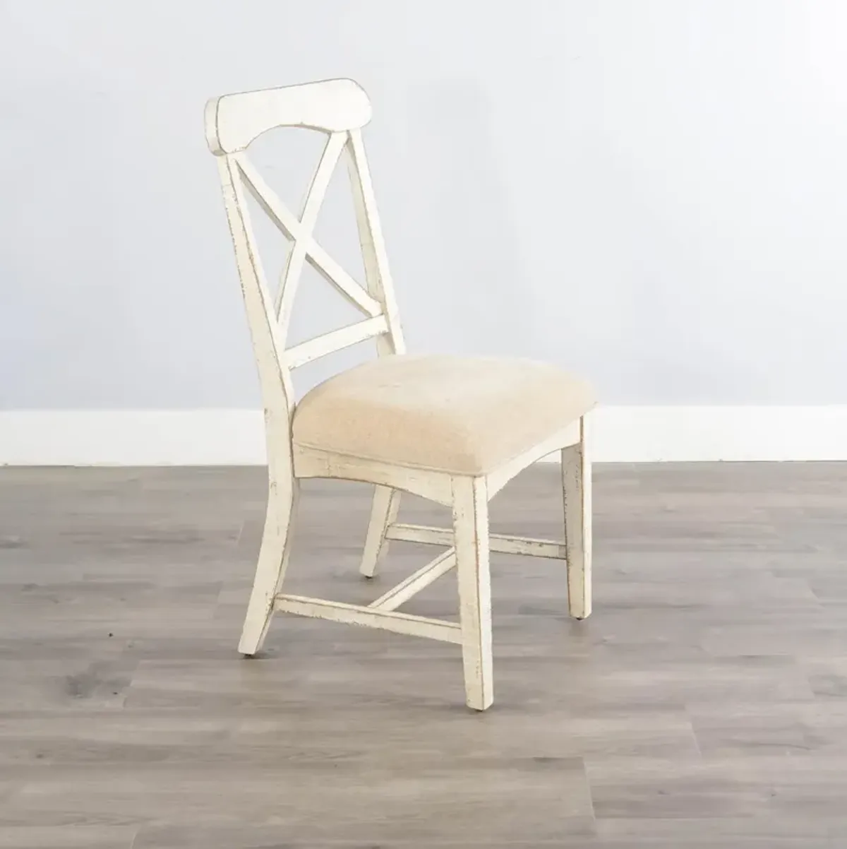 Sunny Designs Marina White Sand Dining Chair with Cushioned Seat