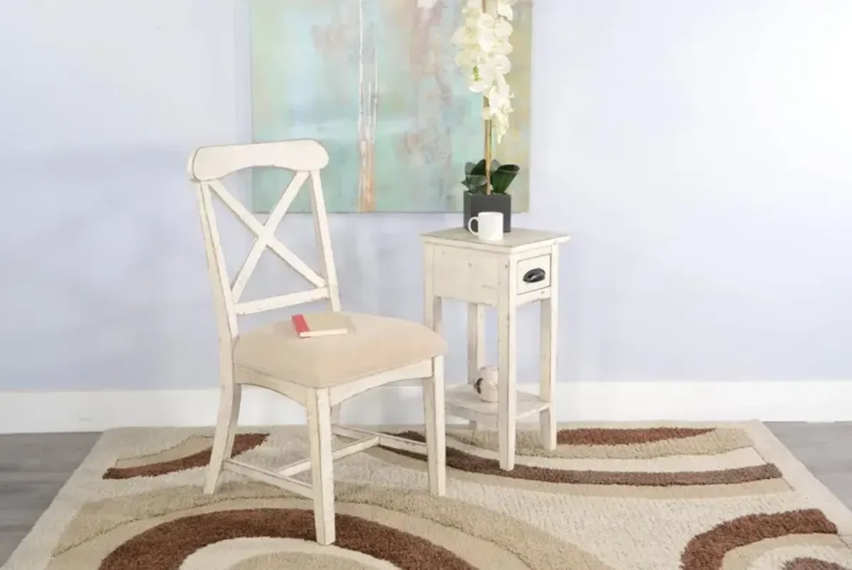 Sunny Designs Marina White Sand Dining Chair with Cushioned Seat