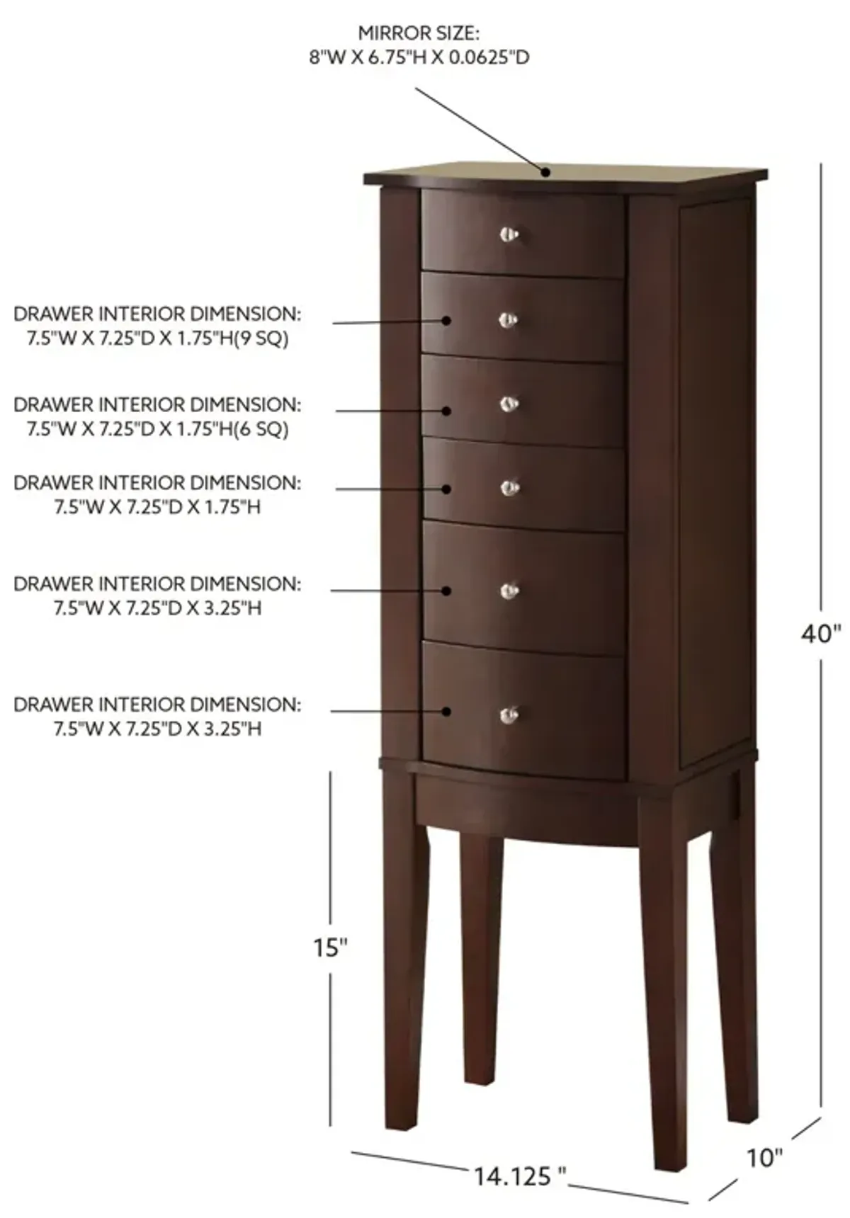 Powell Merlot Jewelry Armoire