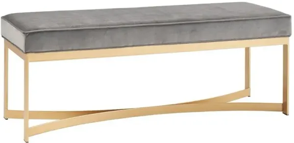 MARTHA STEWART GREY SECOR UPHOLSTERED ACCENT BENCH WITH METAL BASE