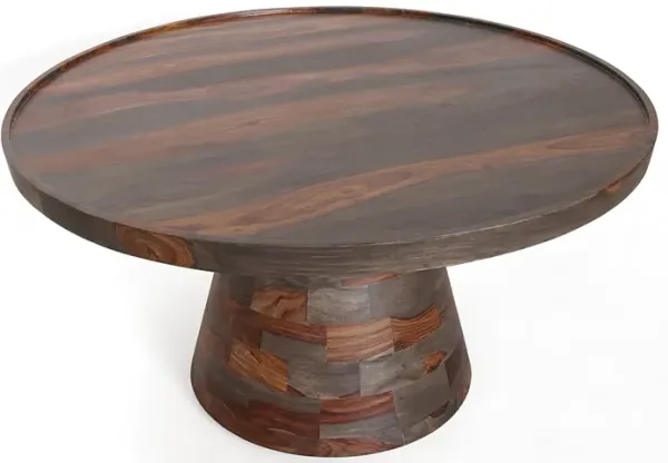 JAMIEL SOLID WOOD COCKTAIL COFFEE TABLE WITH TRAY STYLE TOP AND TAPERED PEDESTAL BASE