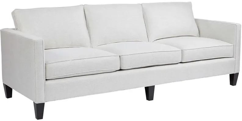 HARRISON MODERN SOFA, BODY IN CAROLINA IVORY, PILLOWS IN JUNO BLACK AND PAXTON CLASSIC, ONYX LEG FINISH, STANDARD UNIBLEND SEAT CUSHION CORES