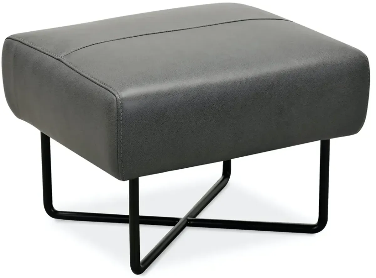 Hooker Furniture Efron Leather Ottoman with Black Metal Base