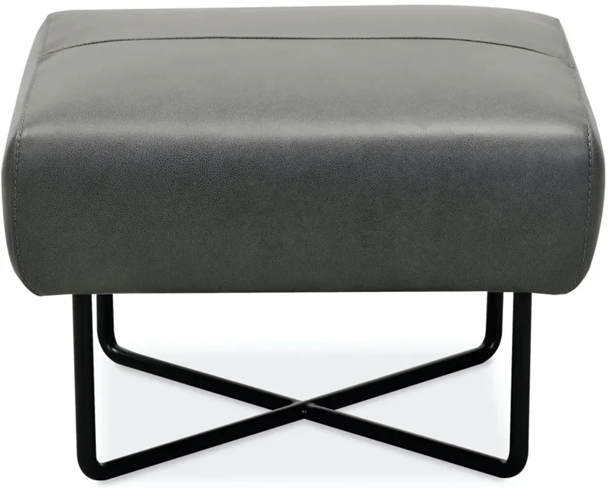 Hooker Furniture Efron Leather Ottoman with Black Metal Base