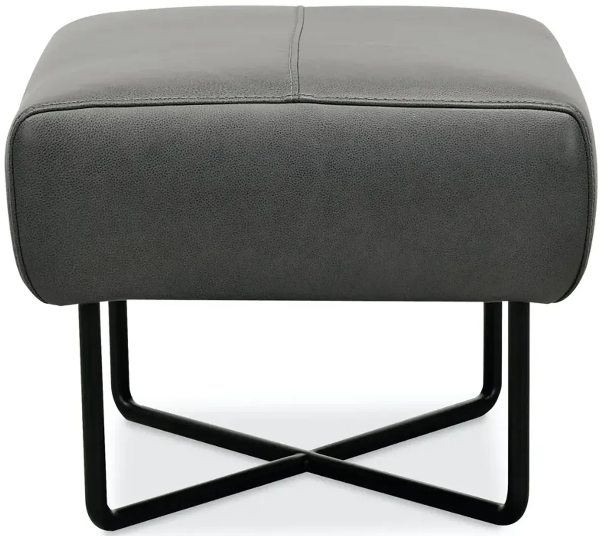 Hooker Furniture Efron Leather Ottoman with Black Metal Base