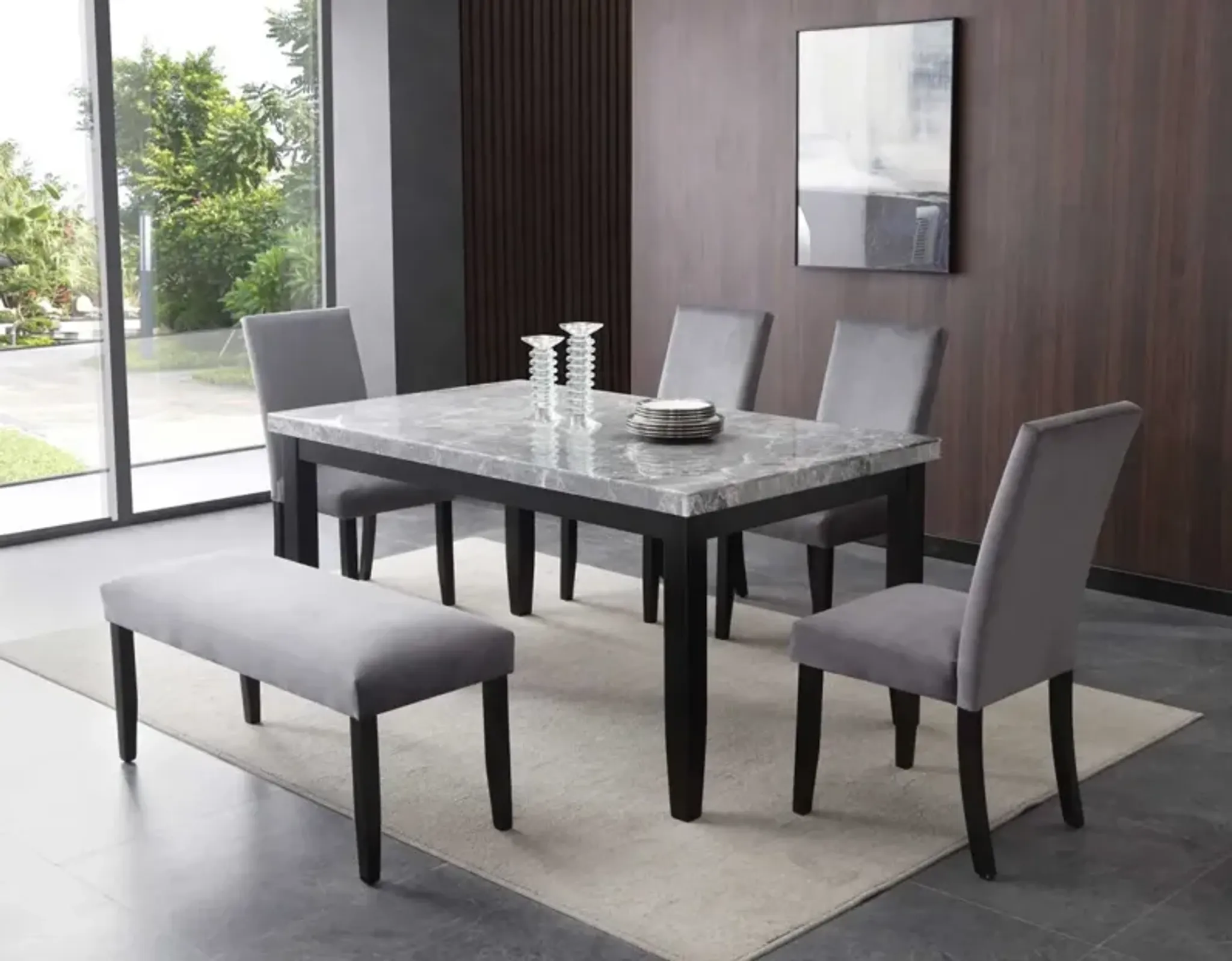 Napoli 64 Inch Marble Top Dining Table Hudsons Furniture Mattress ...