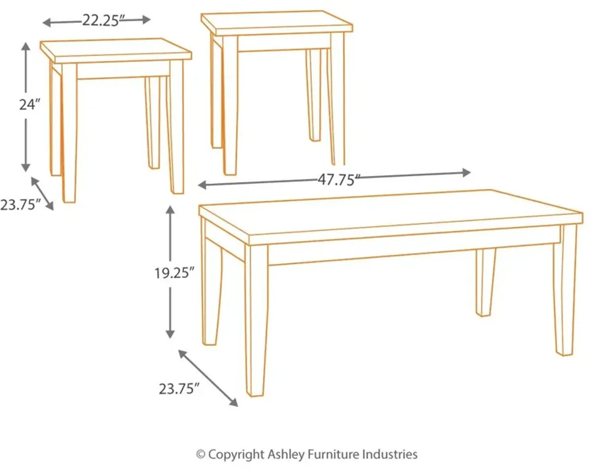 Ashley Theo 3-Piece Warm Brown Occasional Table Set