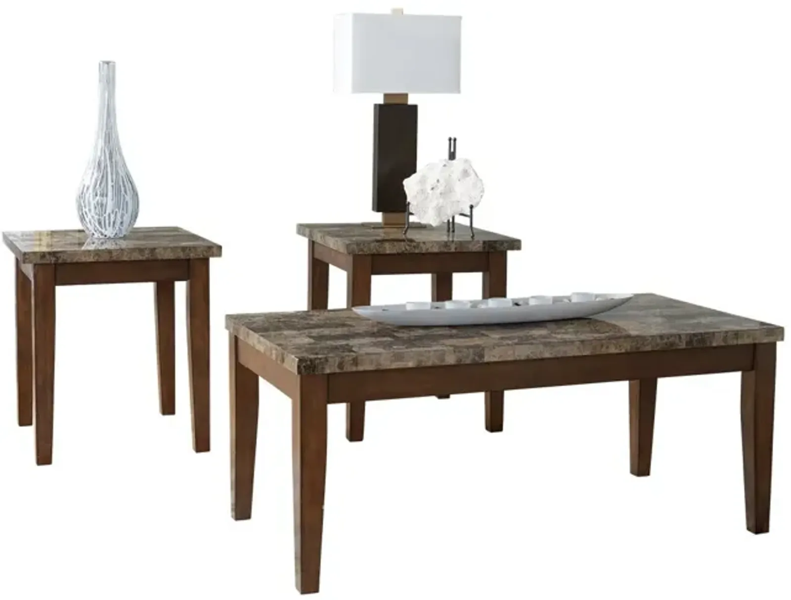 Ashley Theo 3-Piece Warm Brown Occasional Table Set