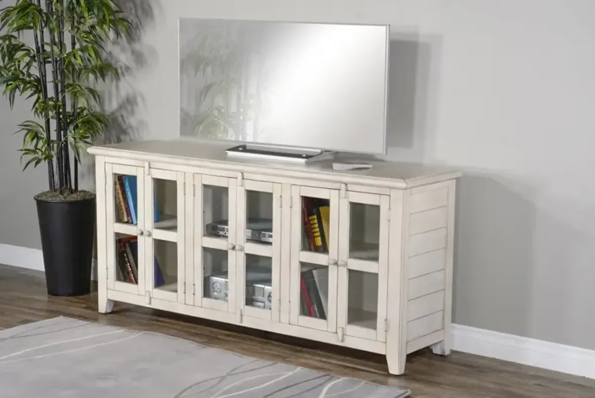 Sunny Designs Marble White 70 Inch TV Stand Console