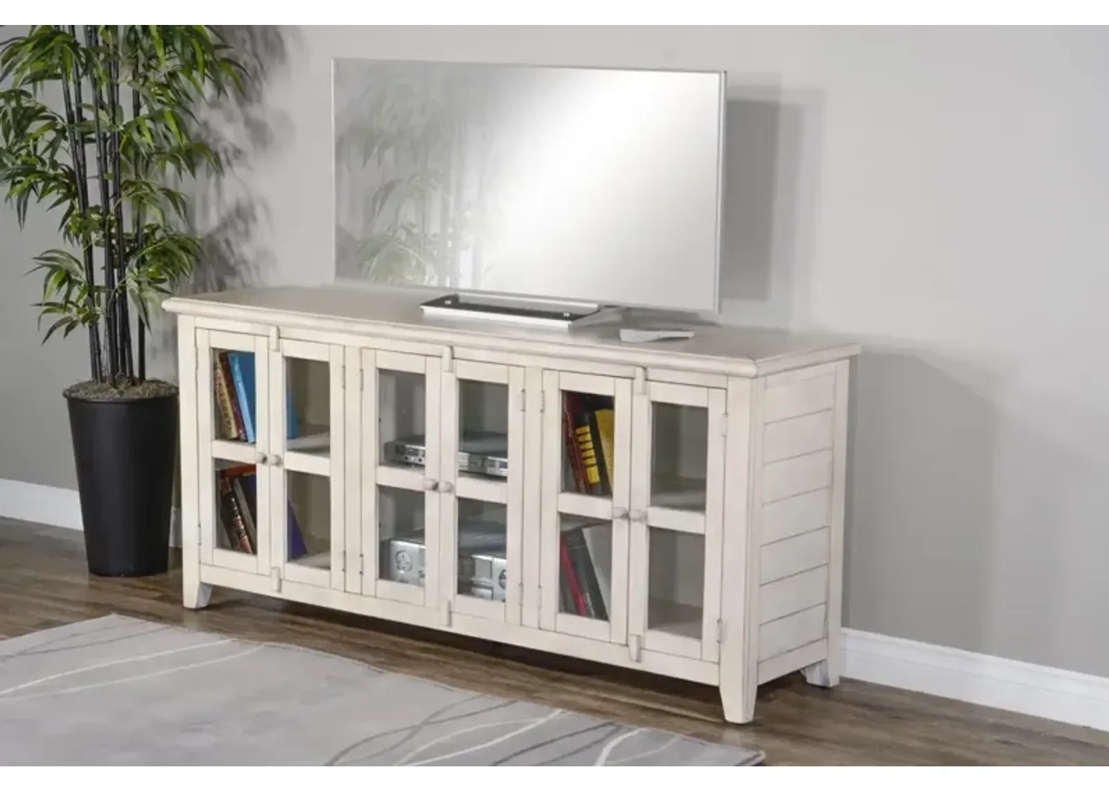 Sunny Designs Marble White 70 Inch TV Stand Console