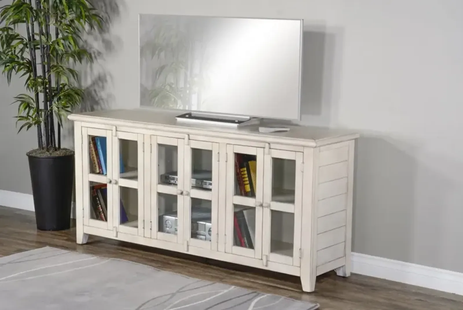 Sunny Designs Marble White 70 Inch TV Stand Console