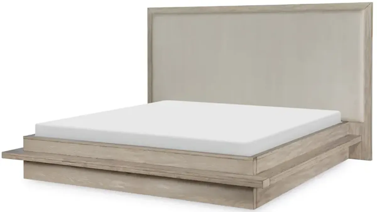 Legacy Classic Complete Upholstered Bed California King Light Oak Finish Westwood Light