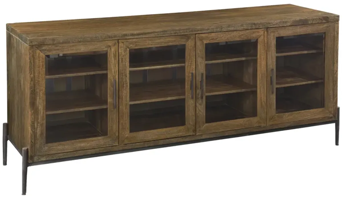Hekman Wood Framed Beveled Glass Doors Media Entertainment TV Stand