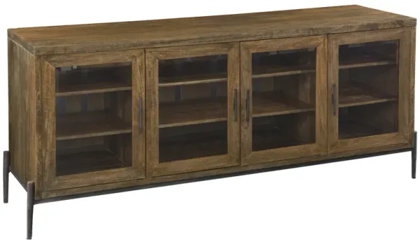 Hekman Wood Framed Beveled Glass Doors Media Entertainment TV Stand