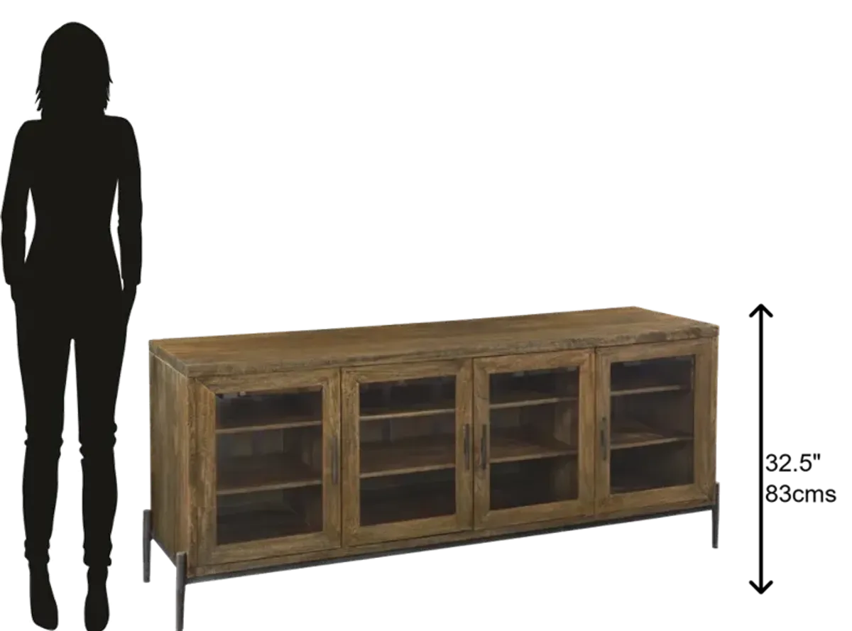 Hekman Wood Framed Beveled Glass Doors Media Entertainment TV Stand