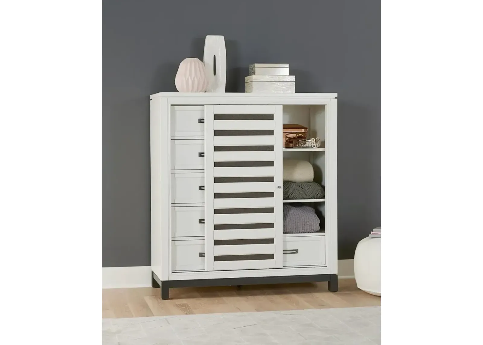 Aspenhome Hyde Park White Paint Sliding Door Chest