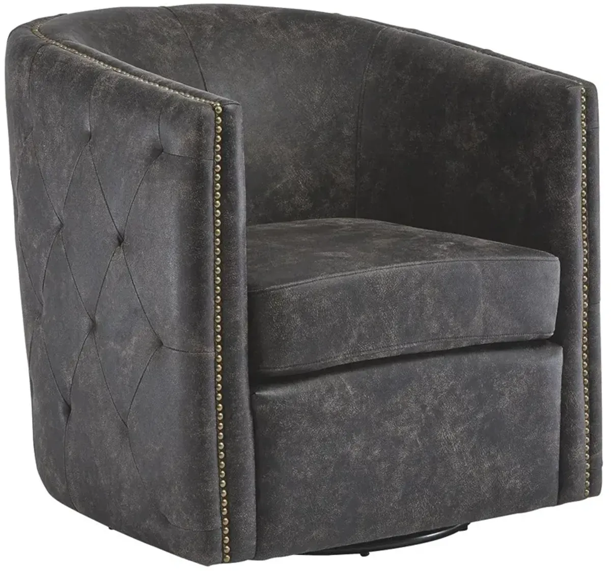 Ashley Brentlow Distressed Black Swivel Barrel Chair