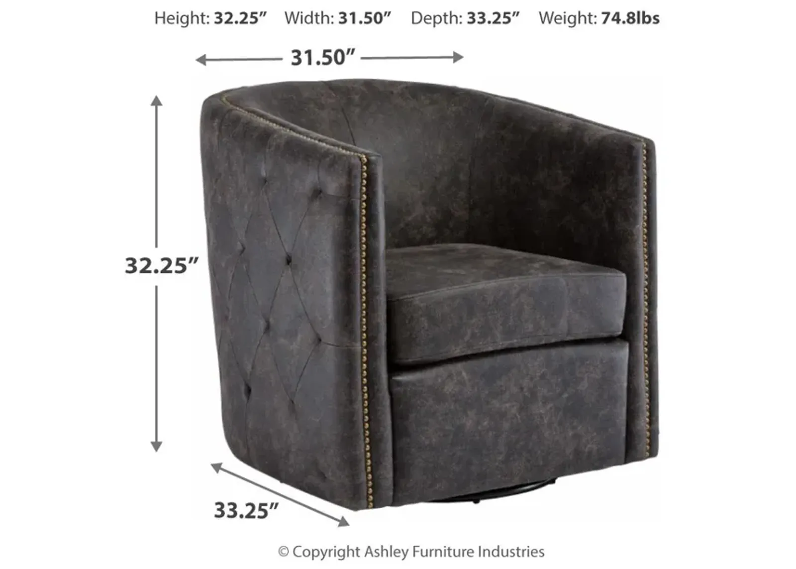 Ashley Brentlow Distressed Black Swivel Barrel Chair