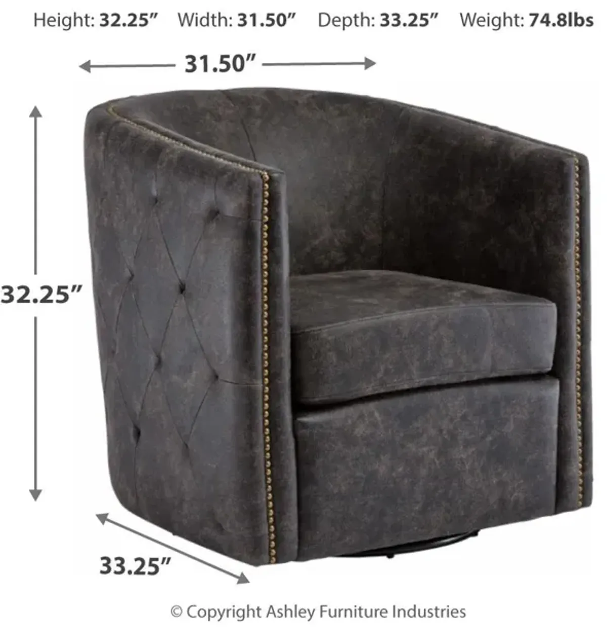 Ashley Brentlow Distressed Black Swivel Barrel Chair