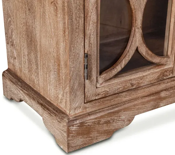 Home Trends Design San Rafael Antique Oak Cabinet with Carved Lattice Work Doors