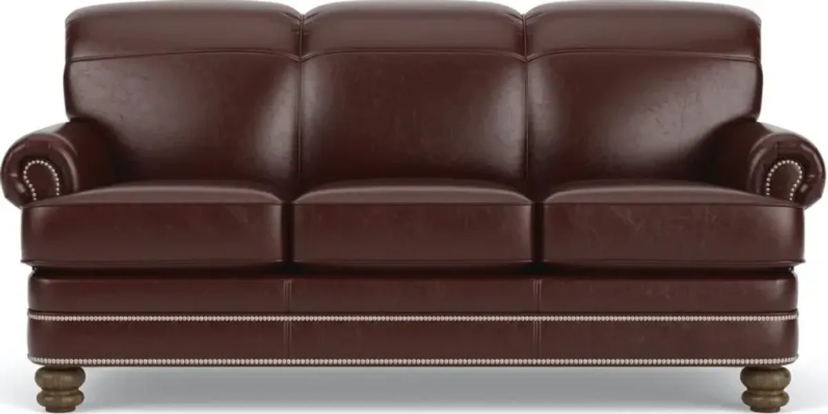 Flexsteel Bay Bridge Brown Traditional Leather Sofa