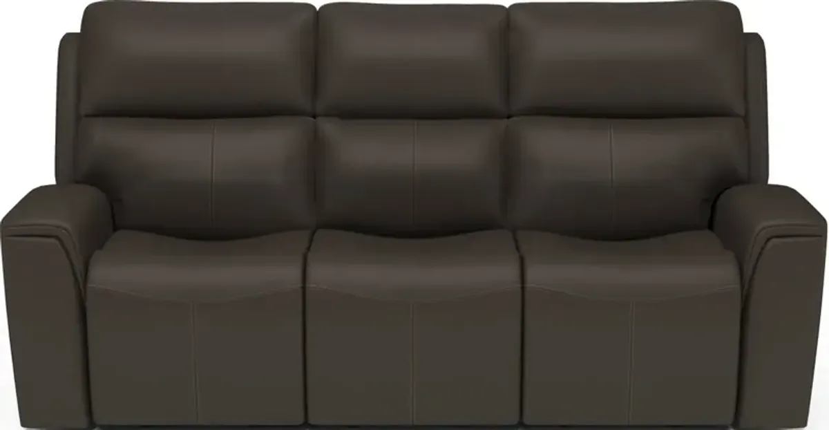 Flexsteel Jarvis Mica Reclining Leather Sofa with Power Headrests