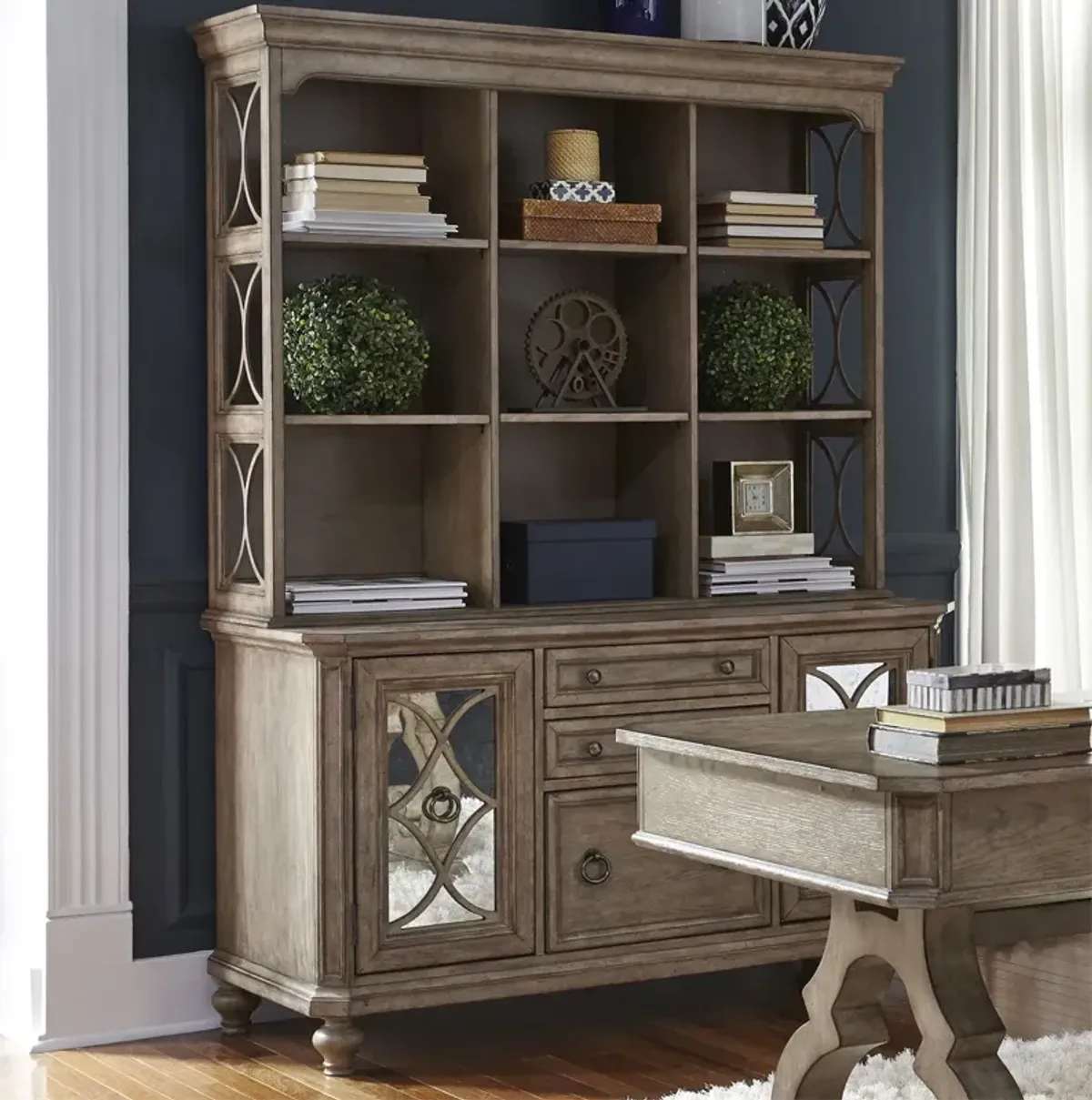 Liberty Furniture Simply Elegant Heathered Taupe Credenza & Hutch Set