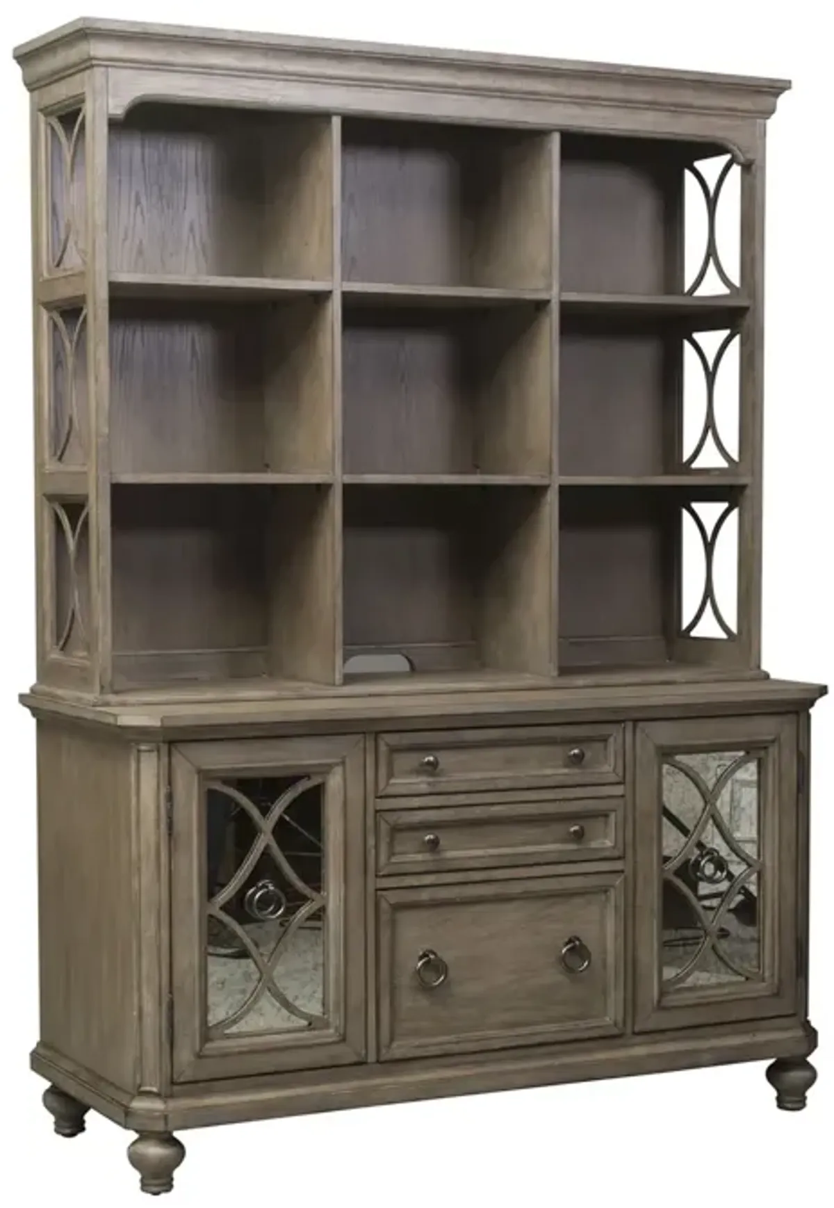 Liberty Furniture Simply Elegant Heathered Taupe Credenza & Hutch Set