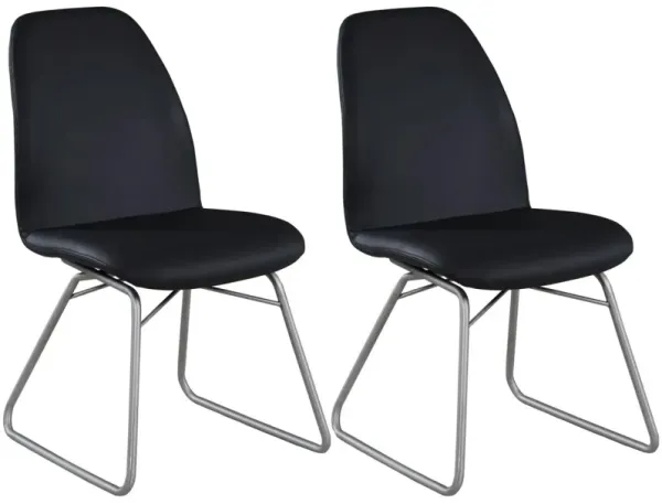 Chintaly Charlotte Black Curved-Back Rocking Side Chair with Sled Base