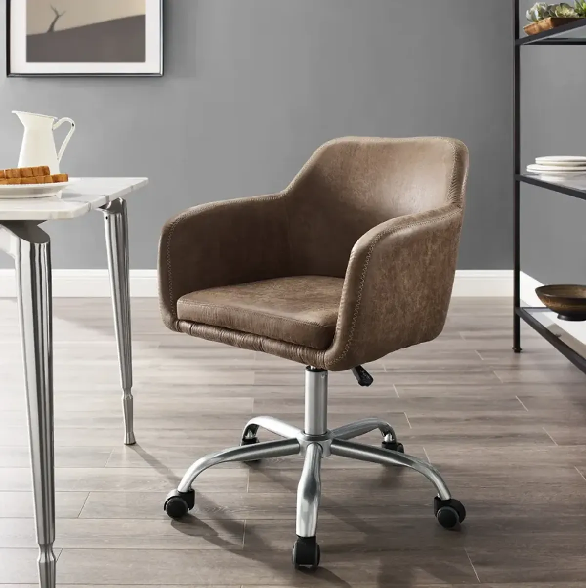 Linon Rylen Brown Home Office Desk Chair