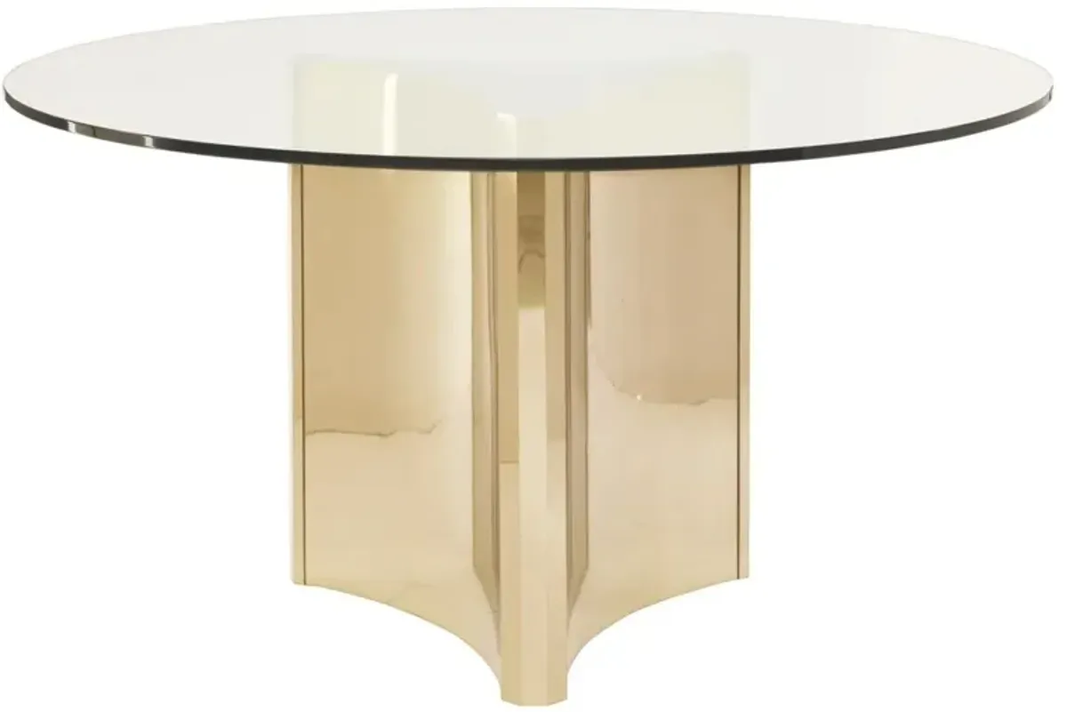 Bernhardt Abbot Round Glass Top Table with Steel Patinated Brass Finish