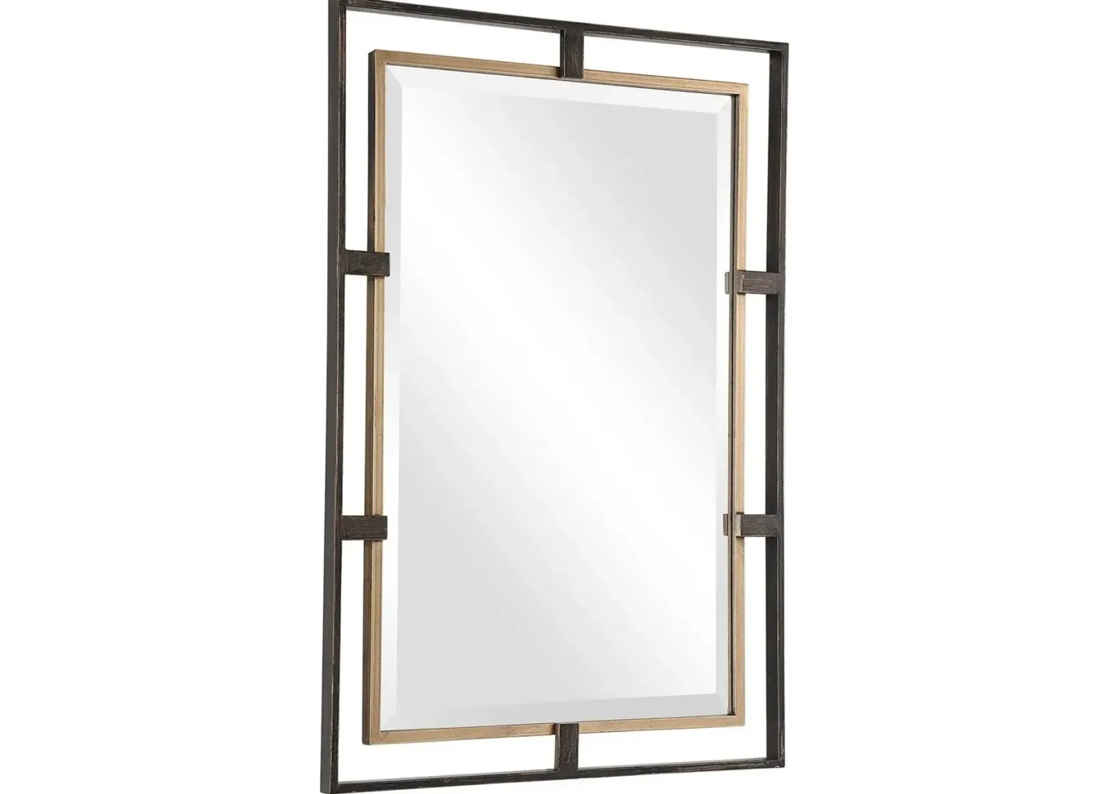 Uttermost Carrizo Distressed Rustic Bronze/Antiqued Gold Rectangle Mirror