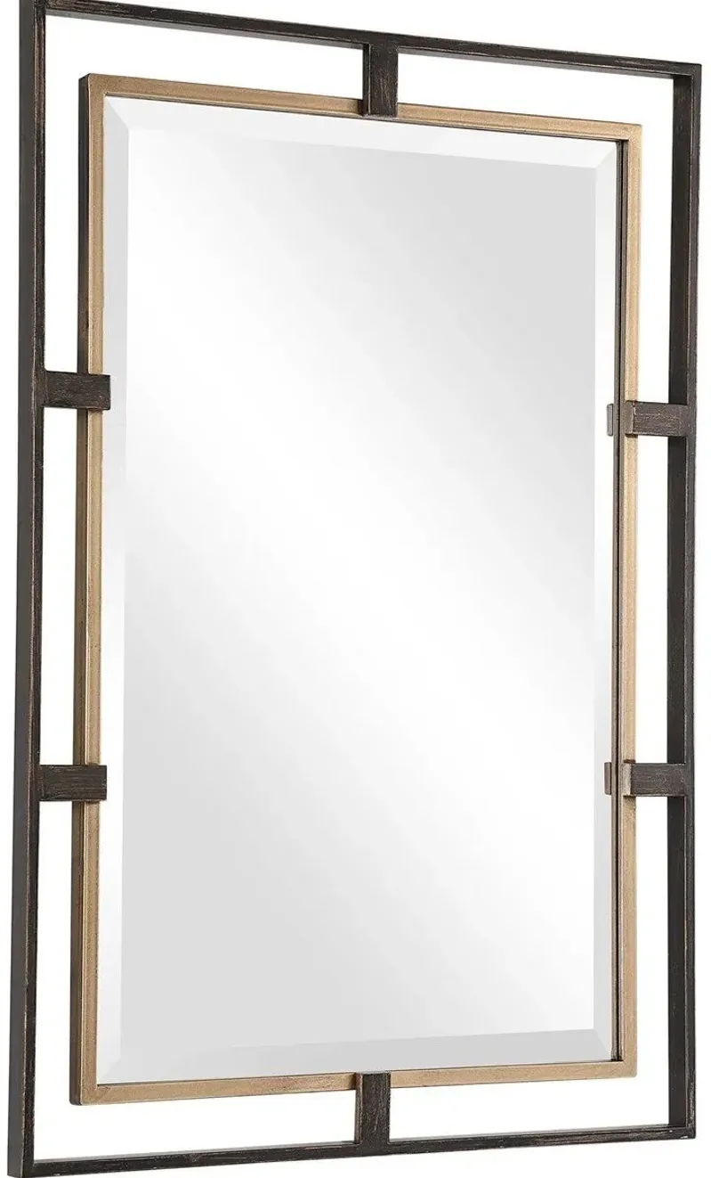 CARRIZO DISTRESSED RUSTIC BRONZE/ANTIQUED GOLD RECTANGLE MIRROR