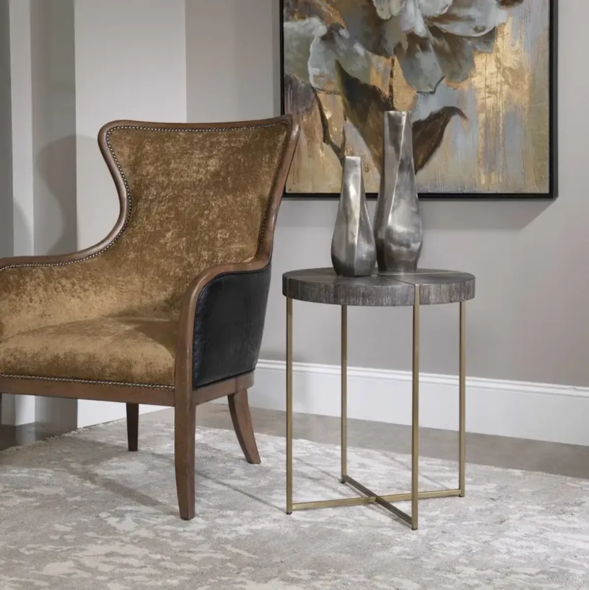 Uttermost Taja Brushed Brass Accent Table