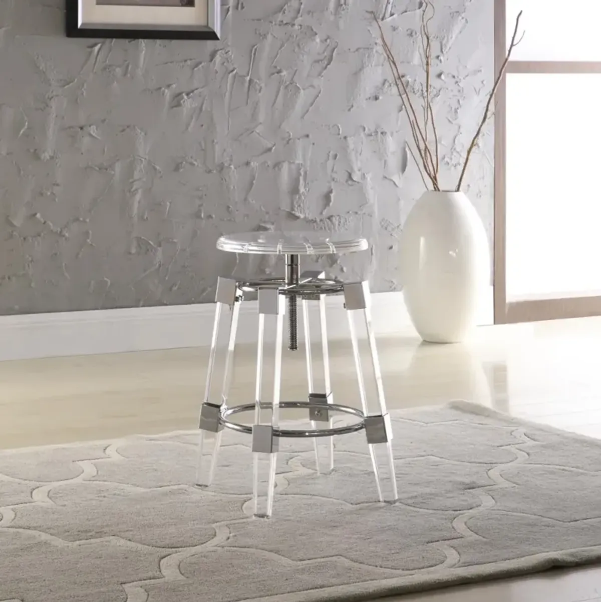 Chintaly Clear Contemporary Rotation-Adjustable Acrylic Stool