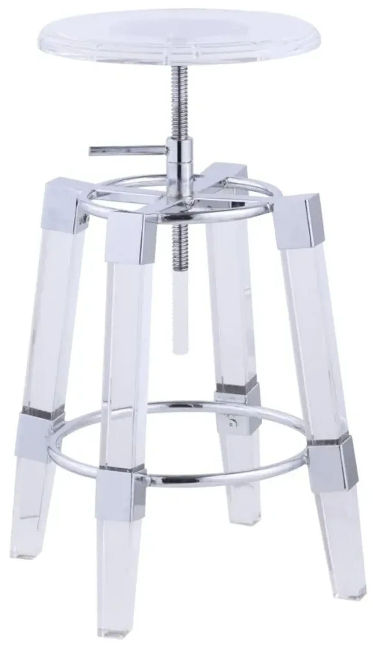 Chintaly Clear Contemporary Rotation-Adjustable Acrylic Stool