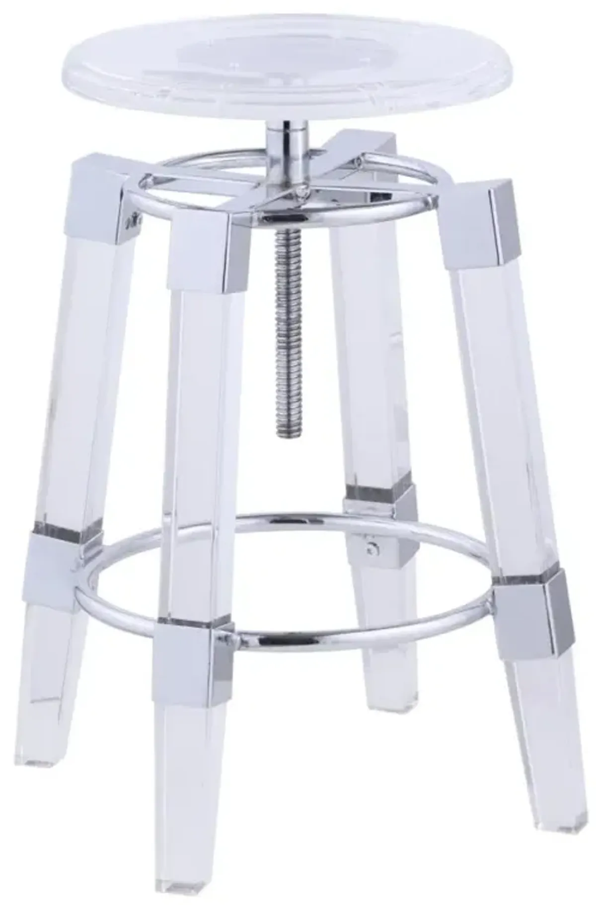 Chintaly Clear Contemporary Rotation-Adjustable Acrylic Stool