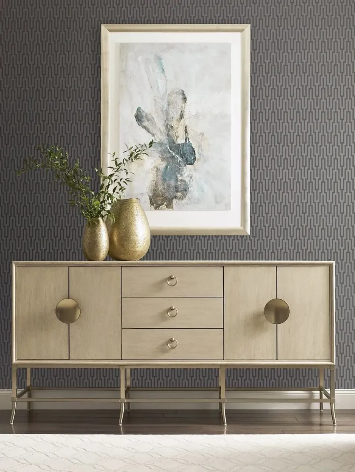 American Drew Lenox Alabaster 3-Drawer 4-Door Dining Sideboard
