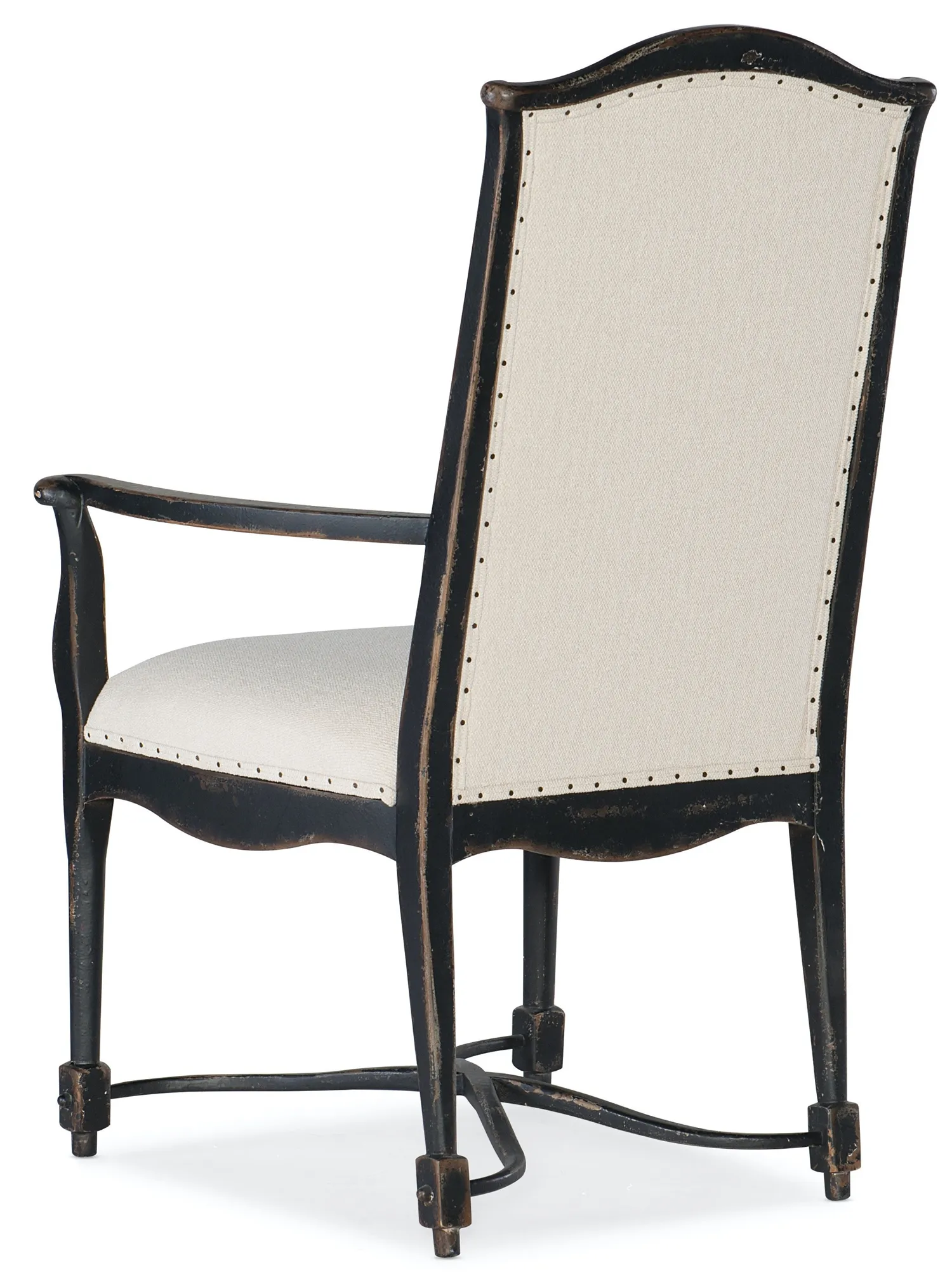 CIAO BELLA UPHOLSTERED BACK AGED BLACK ARMCHAIR