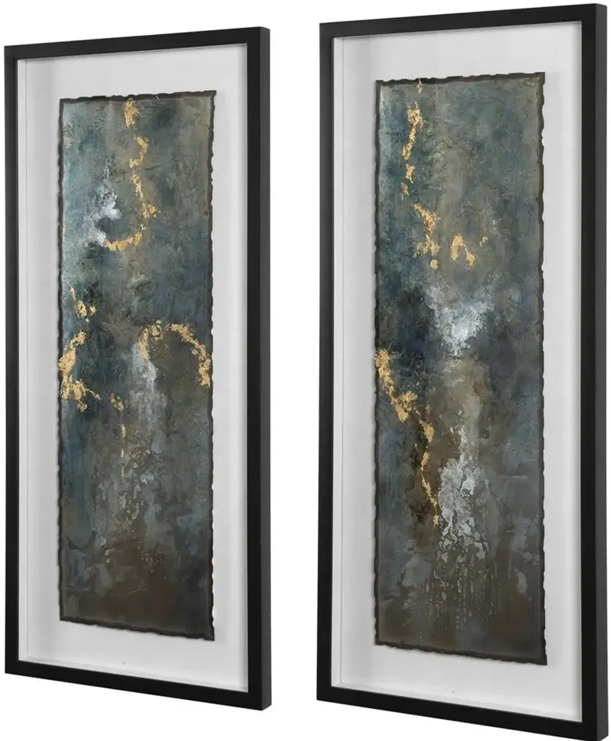 Uttermost Glimmering Agate 2-Piece Black Abstract Prints Wall Art