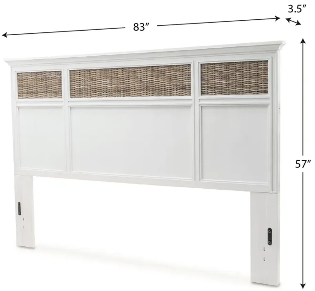 Seawinds Kauai Wood White Crackle Finish King Headboard