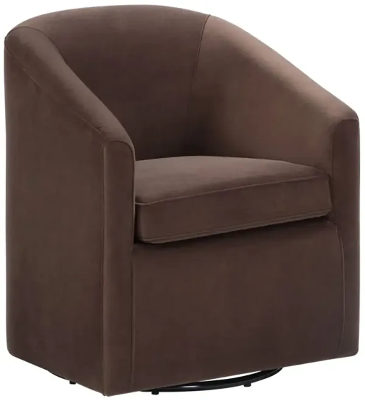 ARLO UPHOLSTERED SWIVEL BARREL CHAIR COCOA VELVET