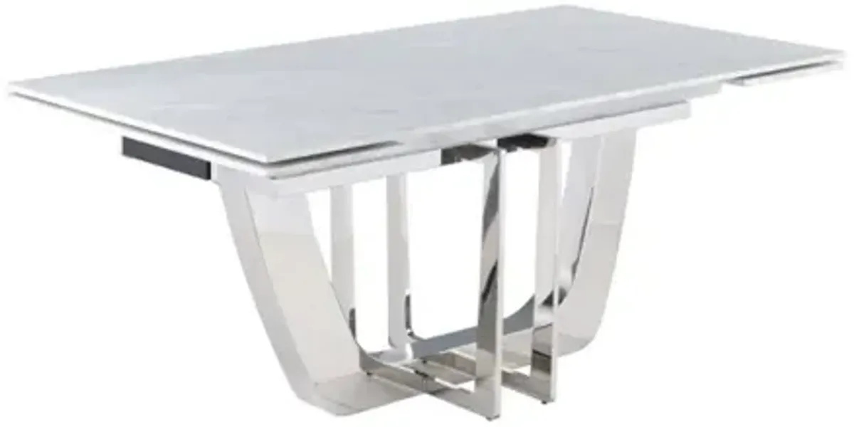 Chintaly Joy Contemporary Extendable Carrara Marble Dining Table