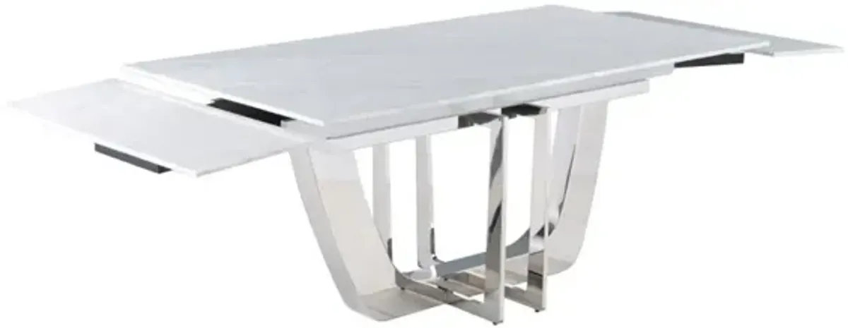 Chintaly Joy Contemporary Extendable Carrara Marble Dining Table