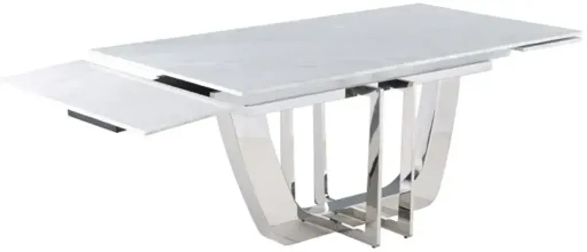 Chintaly Joy Contemporary Extendable Carrara Marble Dining Table