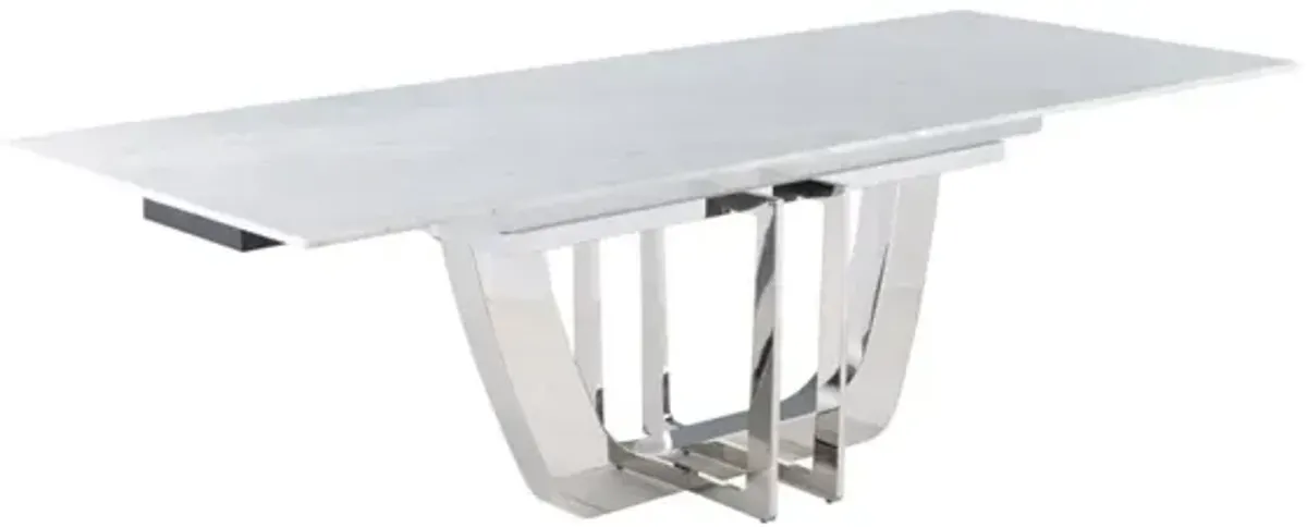 Chintaly Joy Contemporary Extendable Carrara Marble Dining Table