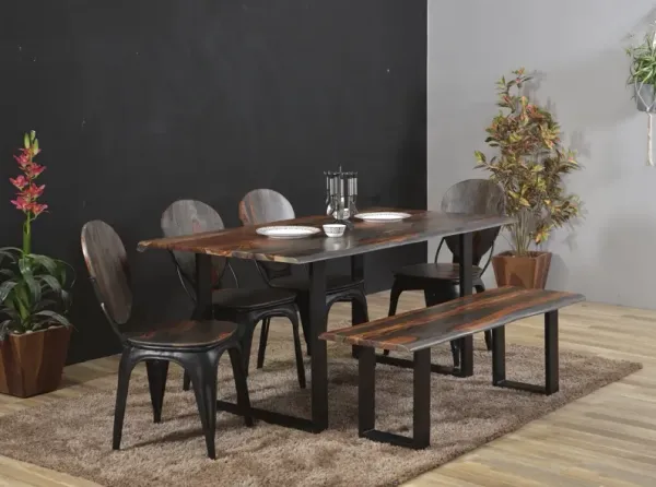 BERGEN INDUSTRIAL STYLE SHEESHAM AND METAL DINING CHAIRS