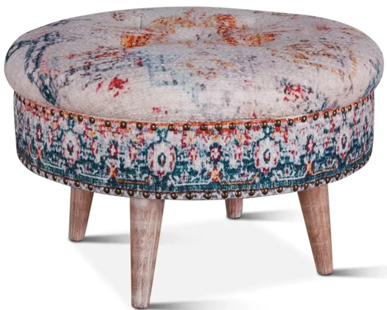 Home Trends Design Marrakech Turquoise Print Upholstered Stool